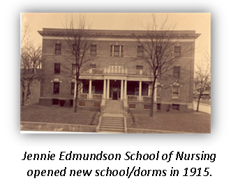 Photo of Jennie Edmundson School of Nursing dorms in 1915