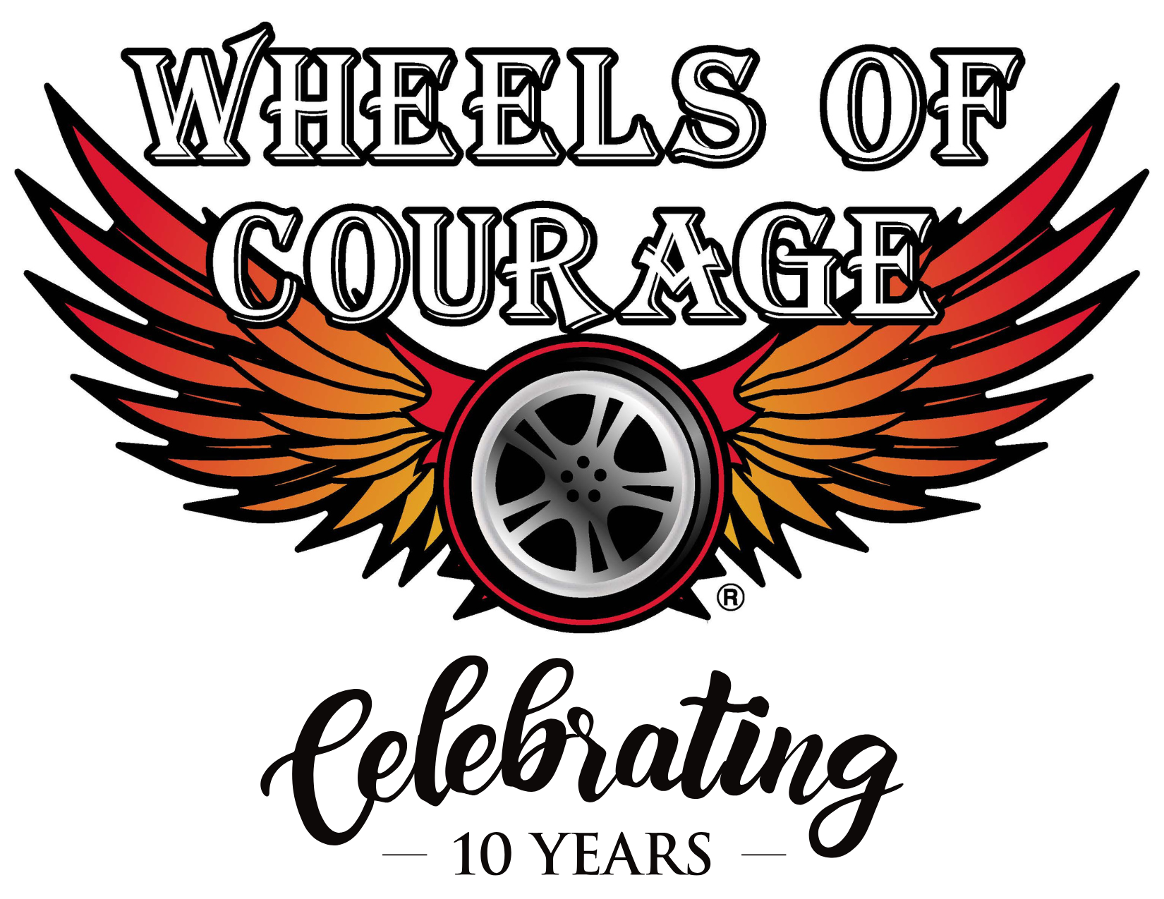 Wheels of Courage 10th Anniversary Logo